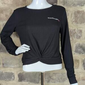 Jenni Intimates Heartbreaker Twist Front Ribbed Long Sleeve Top Black Small NEW